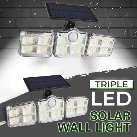 Triple LED Solar Wall Light - Modern outdoor lighting solution